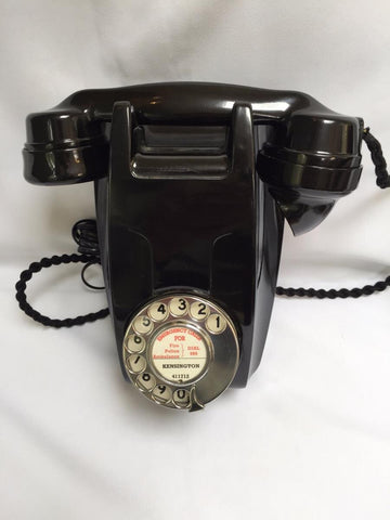 GPO 1950's British Bakelite Black Wall Telephone