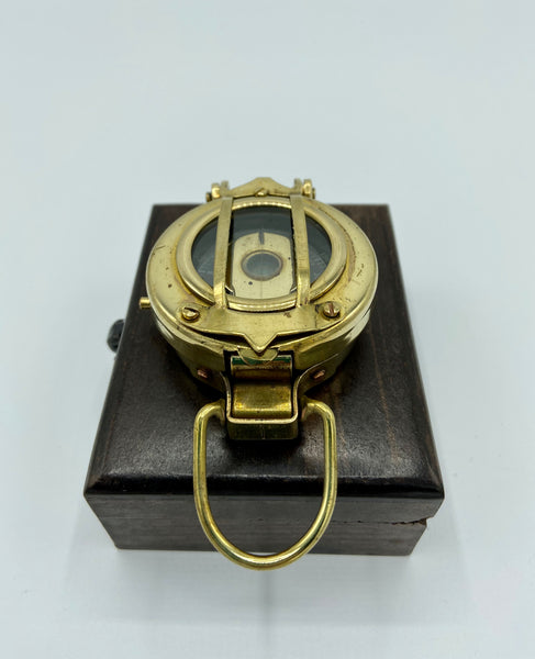 Brass 2.5" Military-Style Lensatic Scout Compass in a wood box