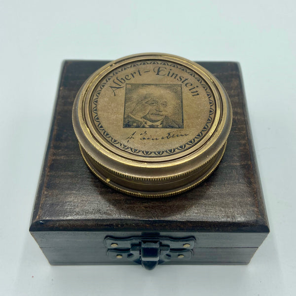 2.5" Bronze Einstein Compass in a wood box
