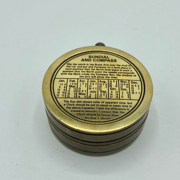 Brass 2" Dolland Sundial Compass in a wood box