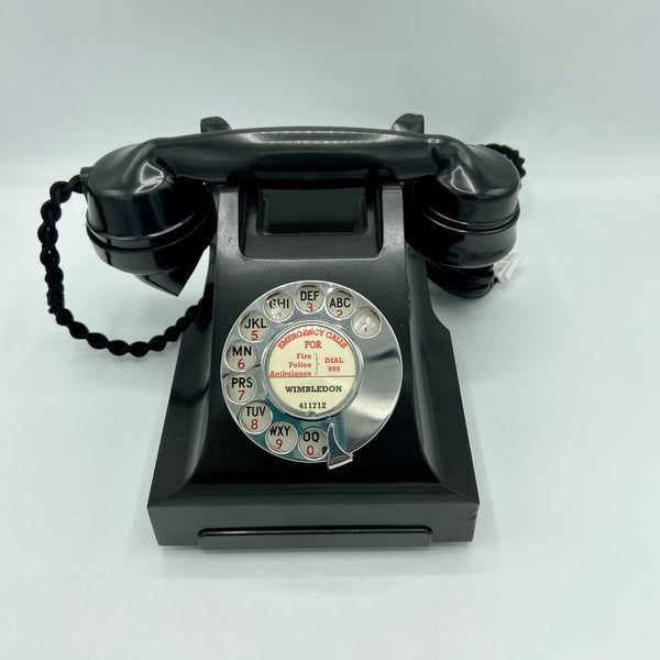 Antique 1940's English GPO Black Bakelite #300 Series Desk Telephone