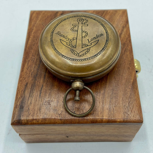 Bronze Pocket Compass with Anchor Design