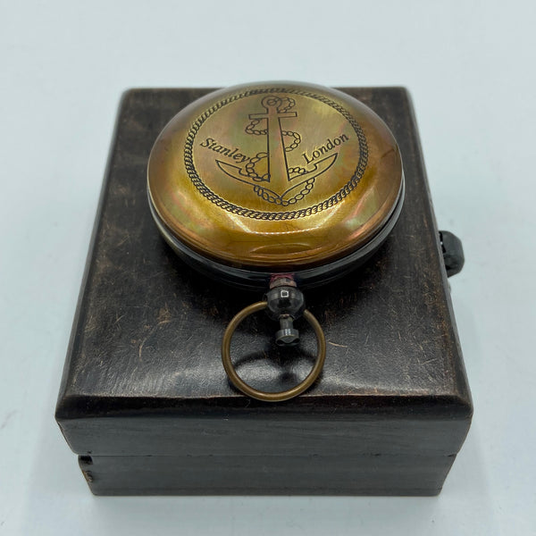 Black Anchor 2" Pocket Compass in a Wood Box.