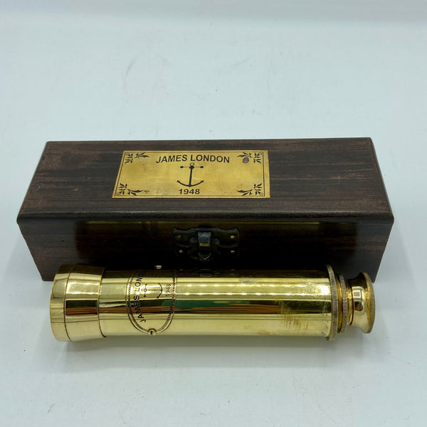 13" Brass James 2 Draw Telescope in a wood box