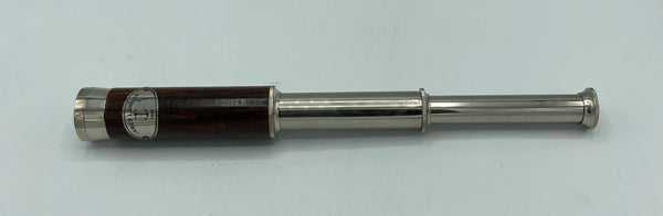 13" Chrome and Wood James 2 Draw Telescope in a wood box
