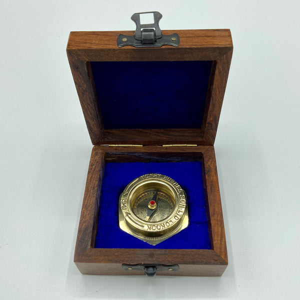 Brass 1.5" Small Navy Style  Compass in a wood box