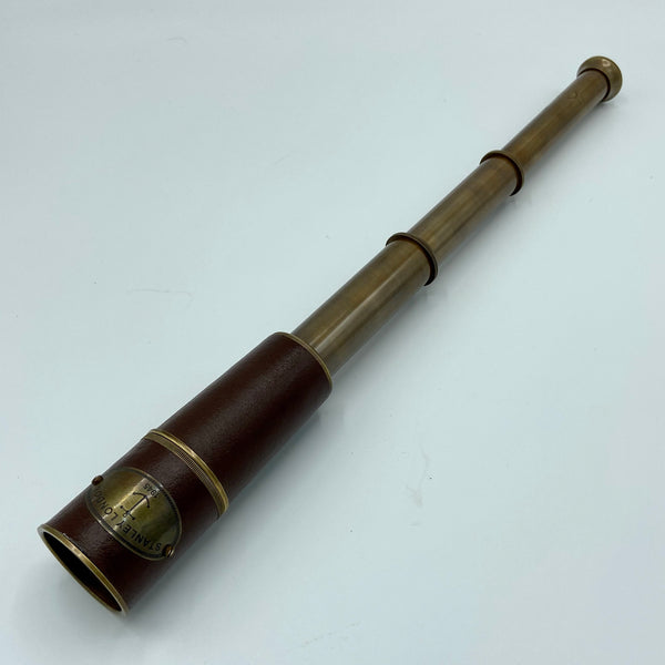 15" Bronze Leather Stanley 3 Draw Stanley Conical Telescope