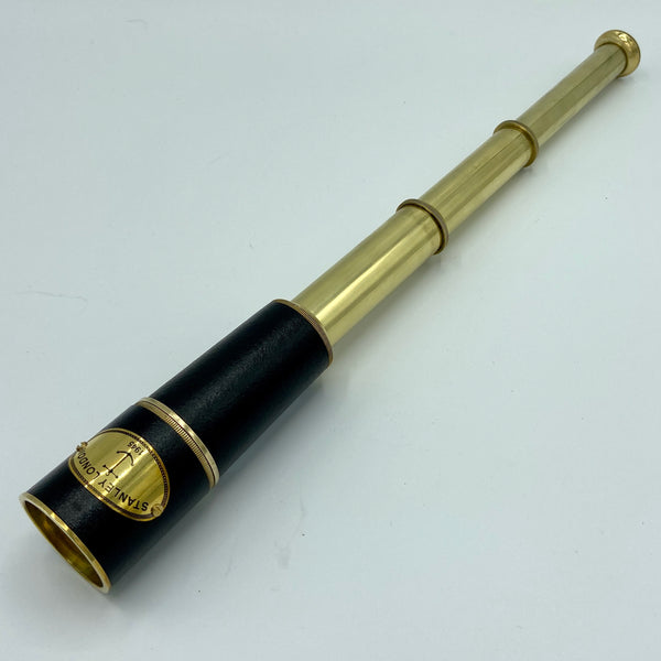 15" Brass Leather Stanley 3 Draw Stanley Conical Telescope