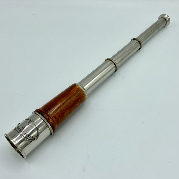 15" Chrome Wood 3 Draw Stanley Conical Telescope