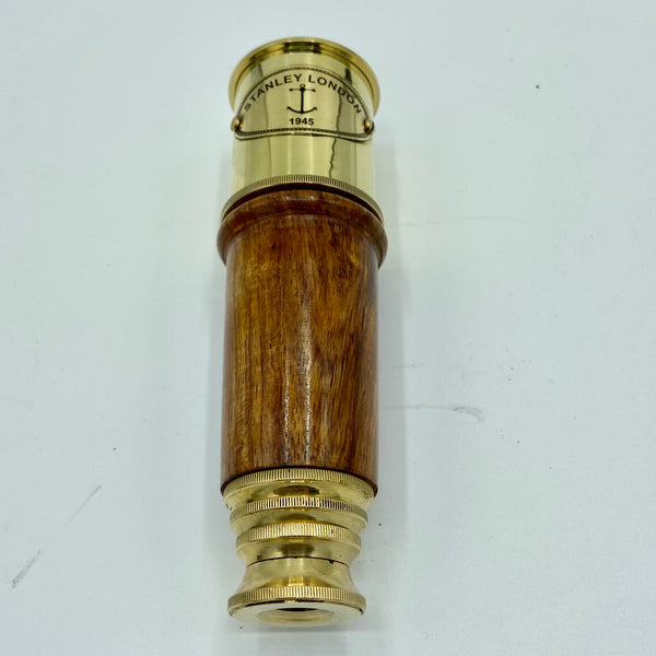 15" Brass Wood 3 Draw Stanley Conical Telescope