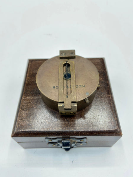 2.5" Bronze 3 in 1 Surveying Sighting Compass in a Wood Box