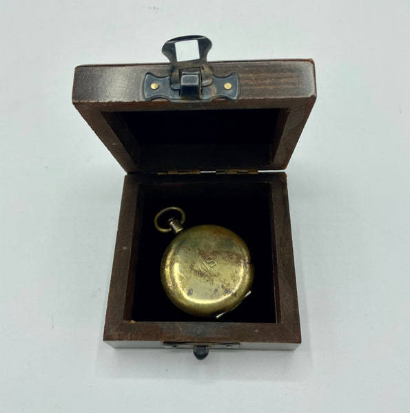 Brass US Army S & W Pocket Compass in a wooden box