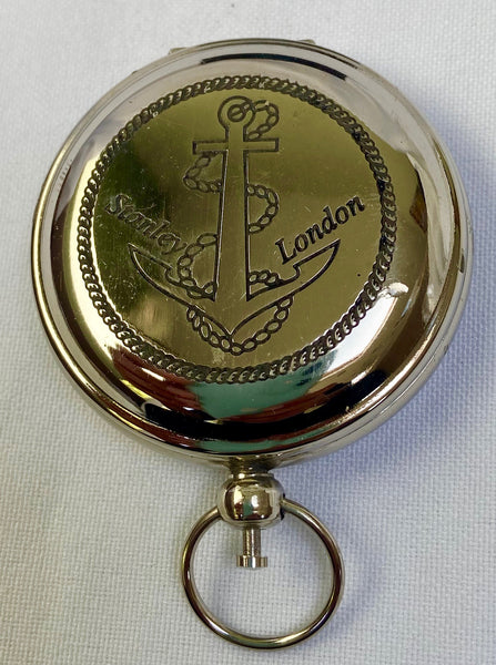 Chrome 2' Anchor Pocket Compass in a wood box