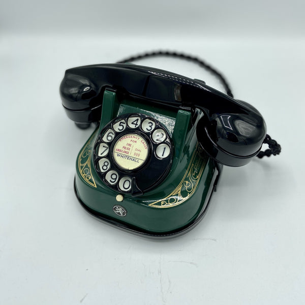 Antique 1950's Green Belgian Bell Telephone with a carrying handle