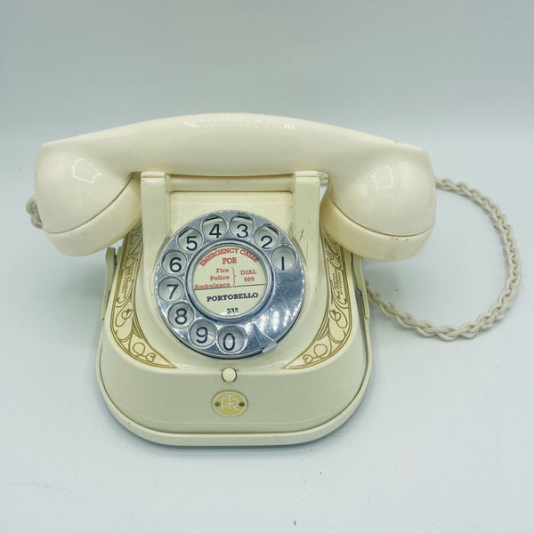 Cream 1950's Original Antique Belgium Bell Telephone with a carrying handle
