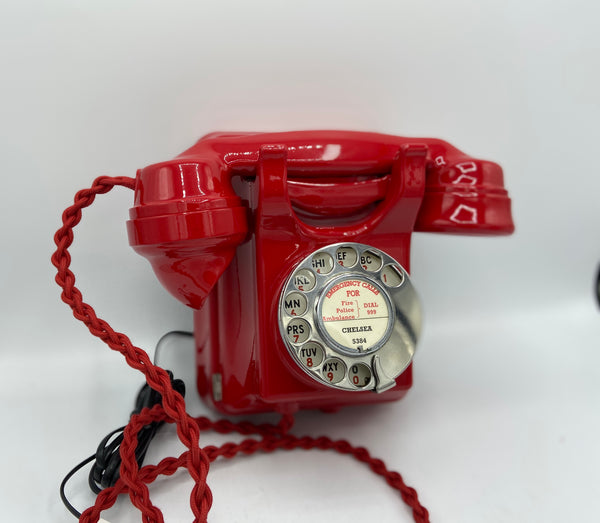 Red British Siemens 1930's Antique Bakelite Wall Telephone