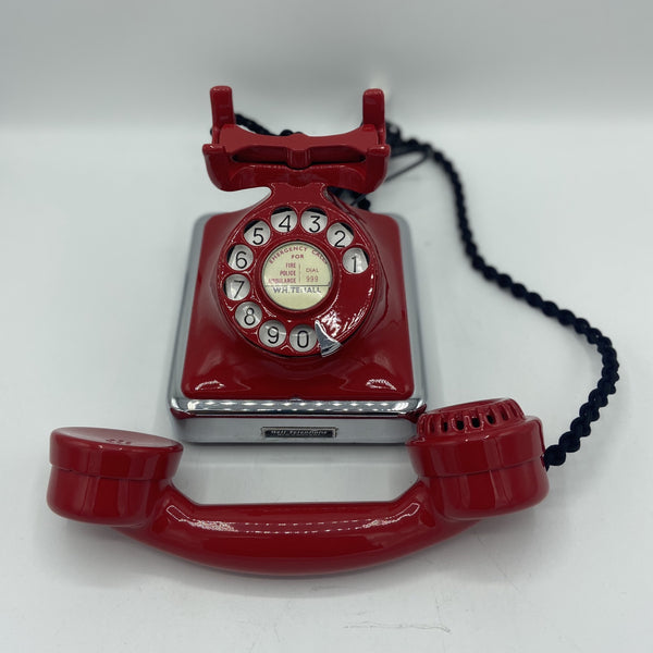 Original Chrome & Red Antique 1950's Belgium Bell Gurder Telephone