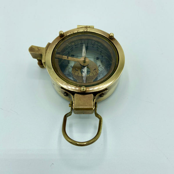 Brass 3" Glass Bottomed Surveying Compass in a Wood Box