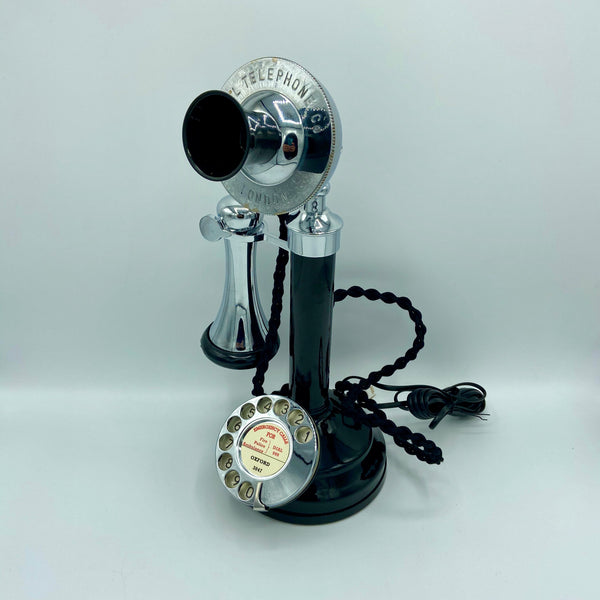 Black and Chrome Front 1920's Style Candlestick Telephone