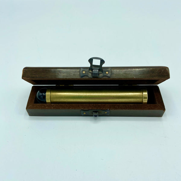 Medium 5" Short Brass Ball Teleidoscope Kaleidoscope in a Wood Box