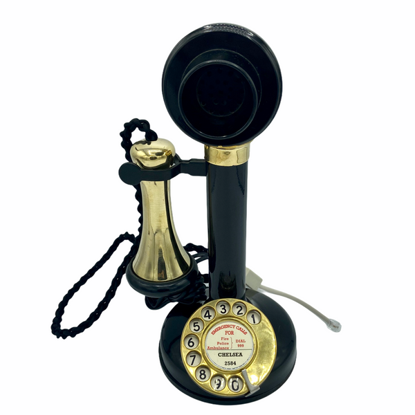 Antique 1900/1910's Black and Brass Antique English GPO Candlestick Telephone