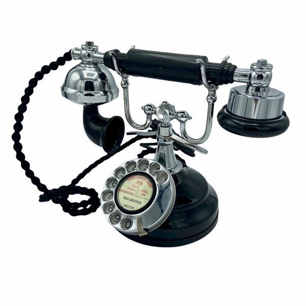 Black & Chrome 1930's Style Cradle Telephone