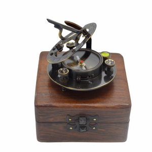 Black 3" Round Folding Sundial Compass in a box