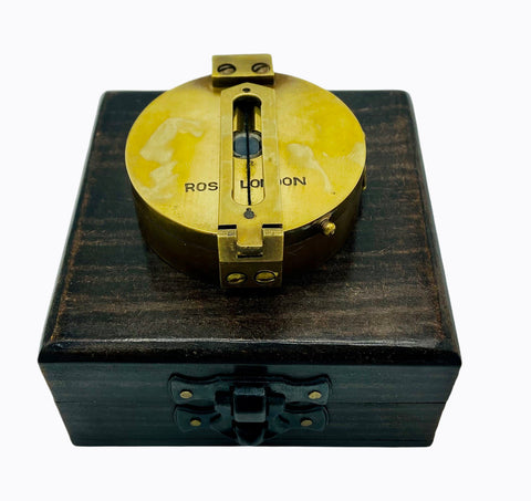 2.5" Brass 3 in 1 Surveying Sighting Compass in a Wood Box
