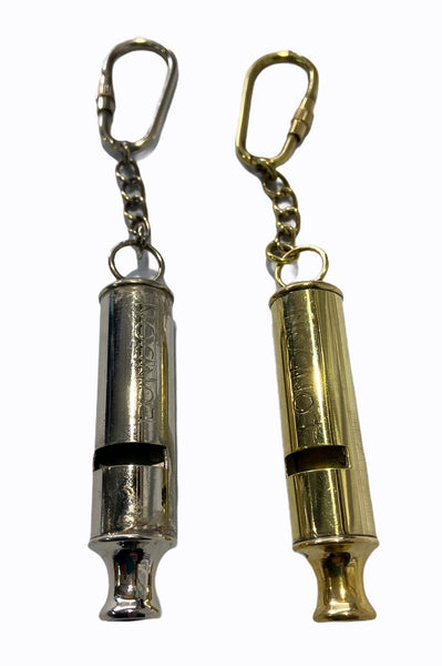Brass or Chrome Police Whistle Key Ring