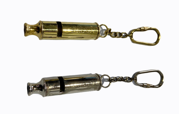 Brass or Chrome Police Whistle Key Ring