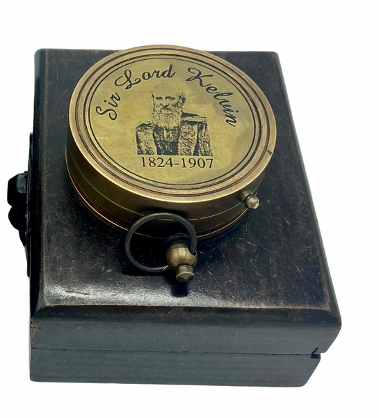 Bronze 2 " String Sundial Compass in a wood box