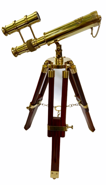 10-inch Brass Double Telescope on a 15-inch Wood & Brass Tripod