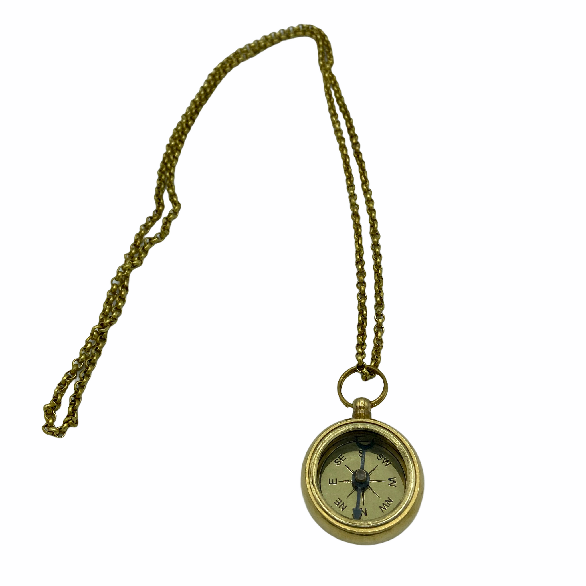 Compass on a Colour Matching Chain ( Brass, Bronze , Chrome & Black )