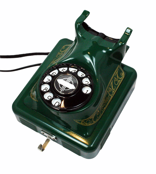 Antique Original Green 1940's Belgium Bell Wall Telephone