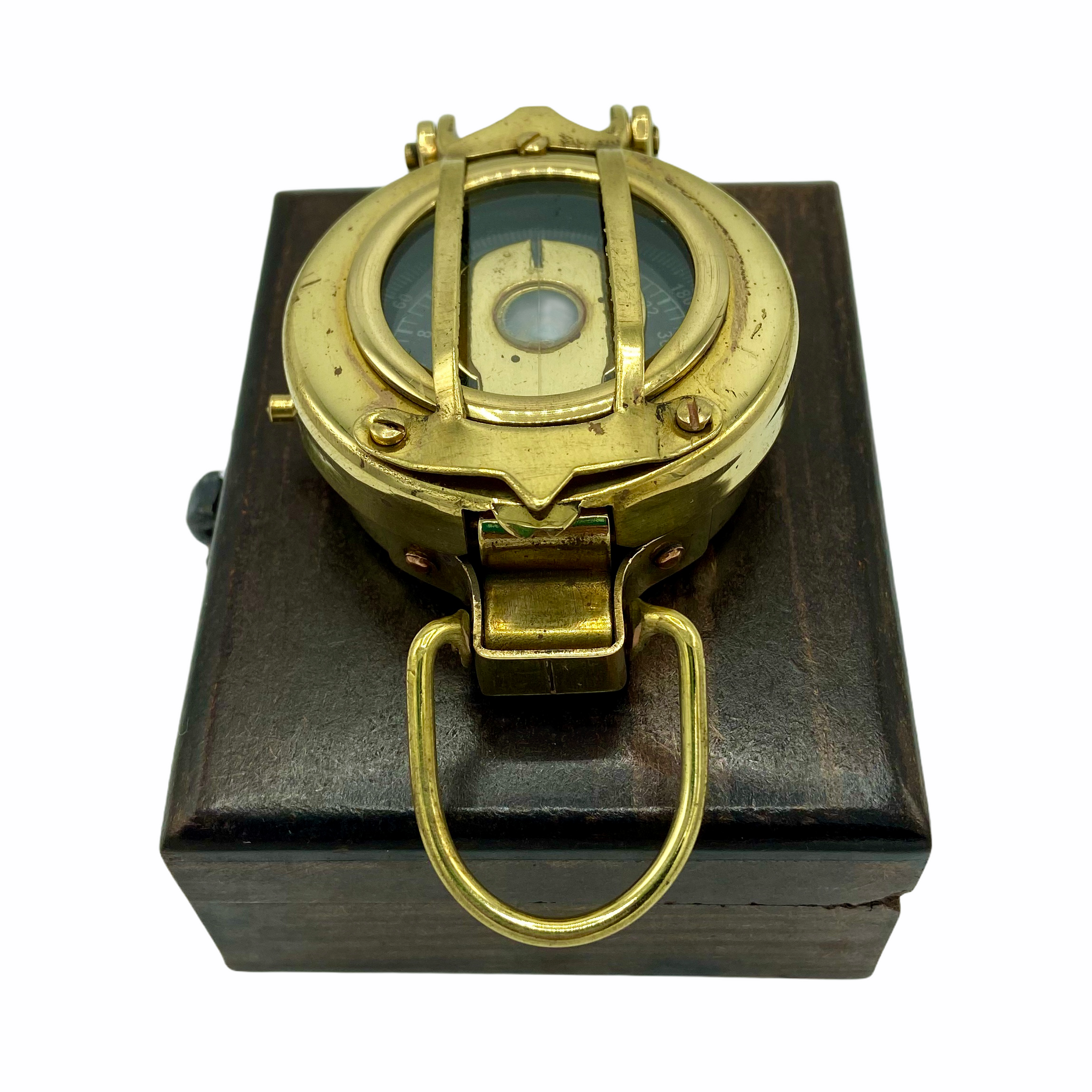 Brass 2.5 Military-Style Lensatic Scout Compass in a wood box – Ahura  Collectables