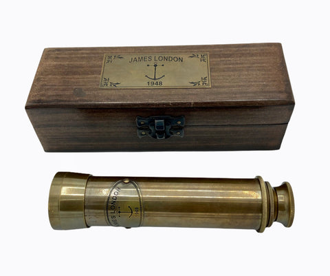 13" Bronze James 2 Draw Telescope in a wood box