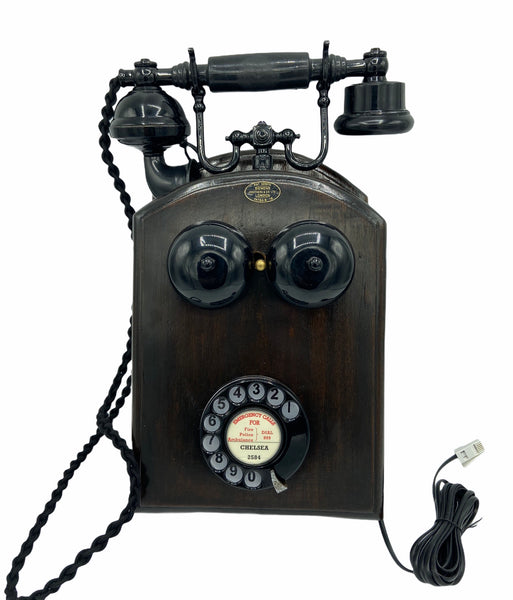 Black Big Wooden Wall 1930s/40s Style Cradle Telephone