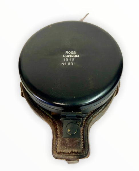Antique Black 1949 British Army Surveying Prismatic Compass in the Original Leather Case