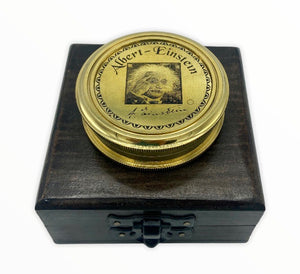 2.5" Brass Einstein Compass in a wood box