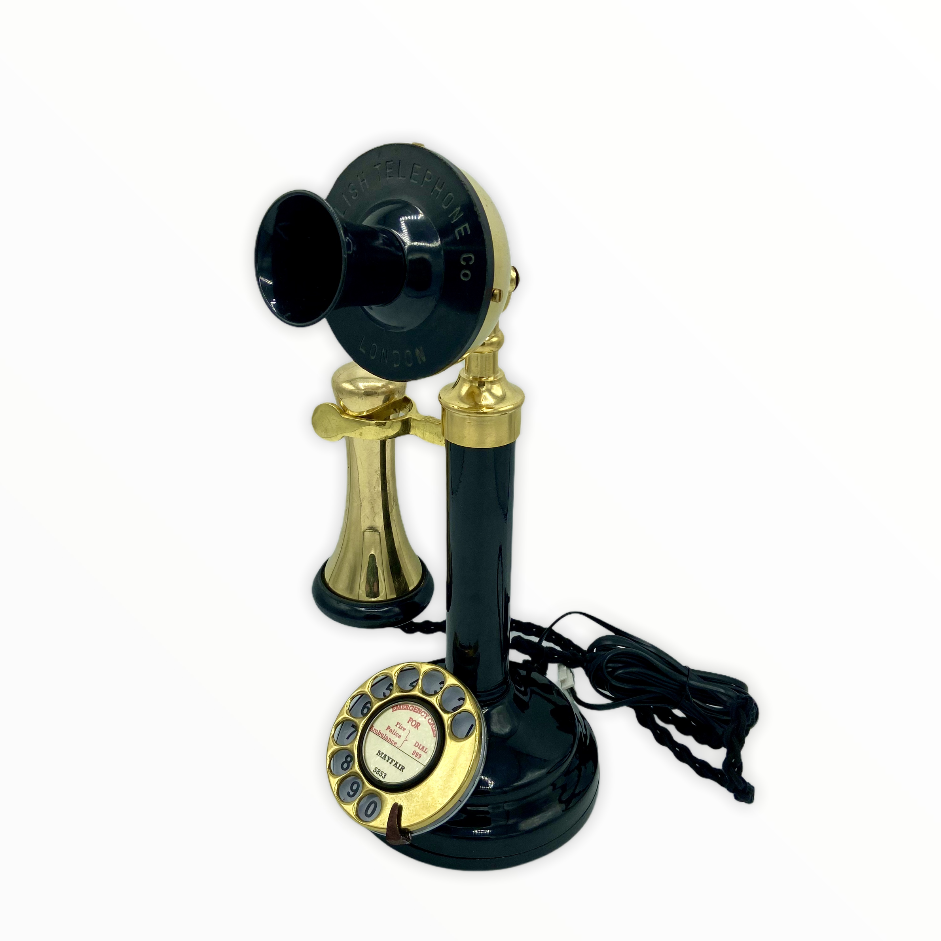 Brass and Black Front 1920's Style Candlestick Telephone