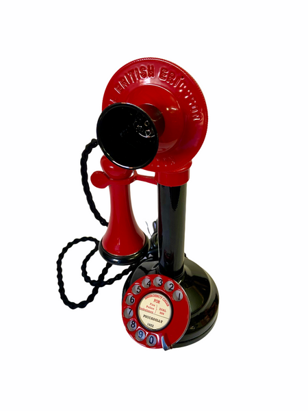 Red & Black 1920's Style Candlestick Telephone.