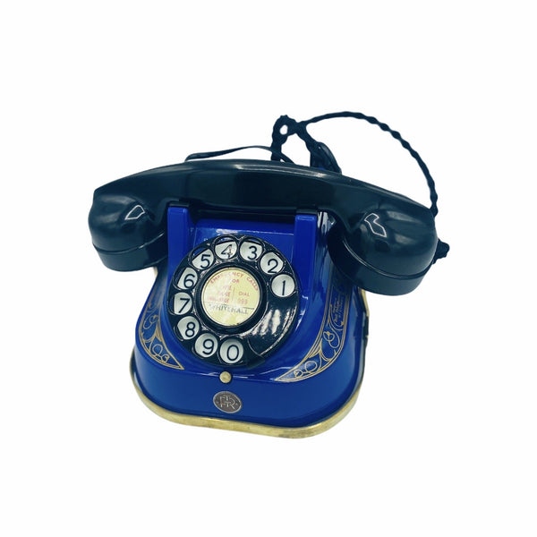 Blue 1950's Original Antique Belgium Bell Telephone with a carrying handle