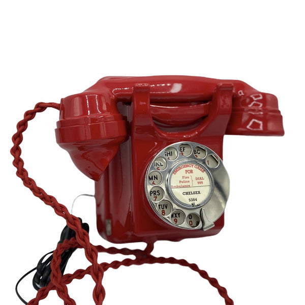 Red British Siemens 1930's Antique Bakelite Wall Telephone