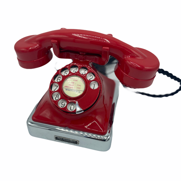 Original Chrome & Red Antique 1950's Belgium Bell Gurder Telephone