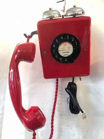 Antique 1940's Red Bakelite Swiss Wall Telephone