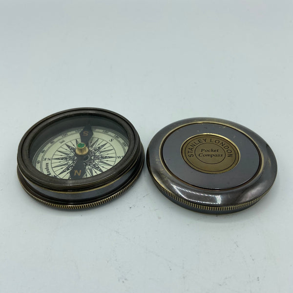 2.2" Small Black Poem Compass in a wood box