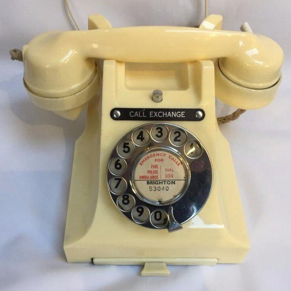 British 1940's Ivory Cream Antique #312 Series Bakelite Telephone