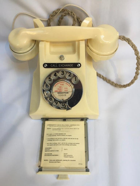 British 1940's Ivory Cream Antique #312 Series Bakelite Telephone